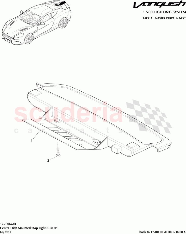 Centre High Mounted Stop Light, COUPE of Aston Martin Aston Martin Vanquish (2012+)