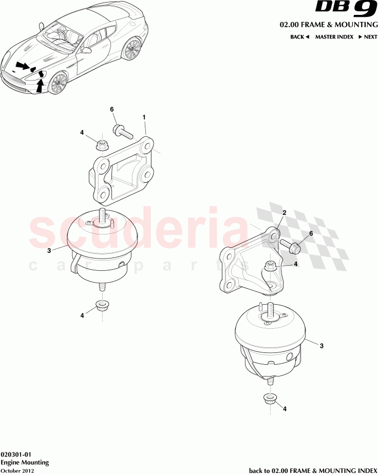 Engine Mounting of Aston Martin Aston Martin DB9 (2013-2016)