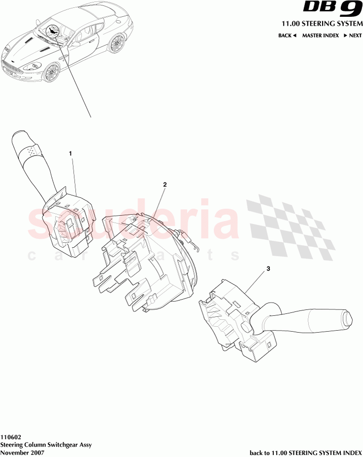 Steering Column Switchgear Assembly of Aston Martin Aston Martin DB9 (2004-2012)