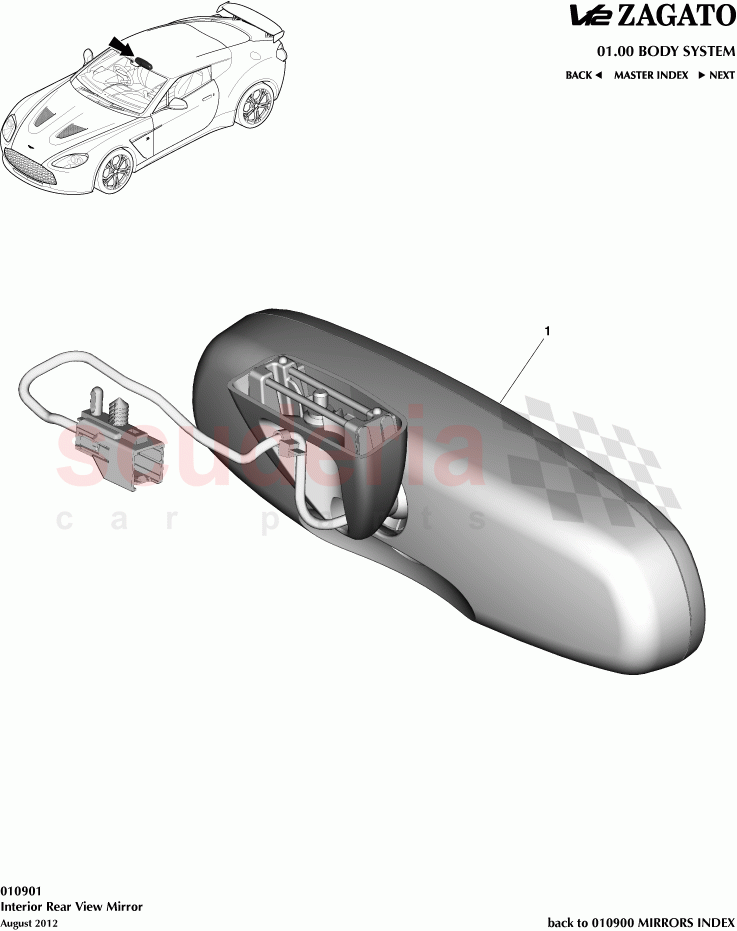 Interior Rear View Mirror of Aston Martin Aston Martin V12 Zagato