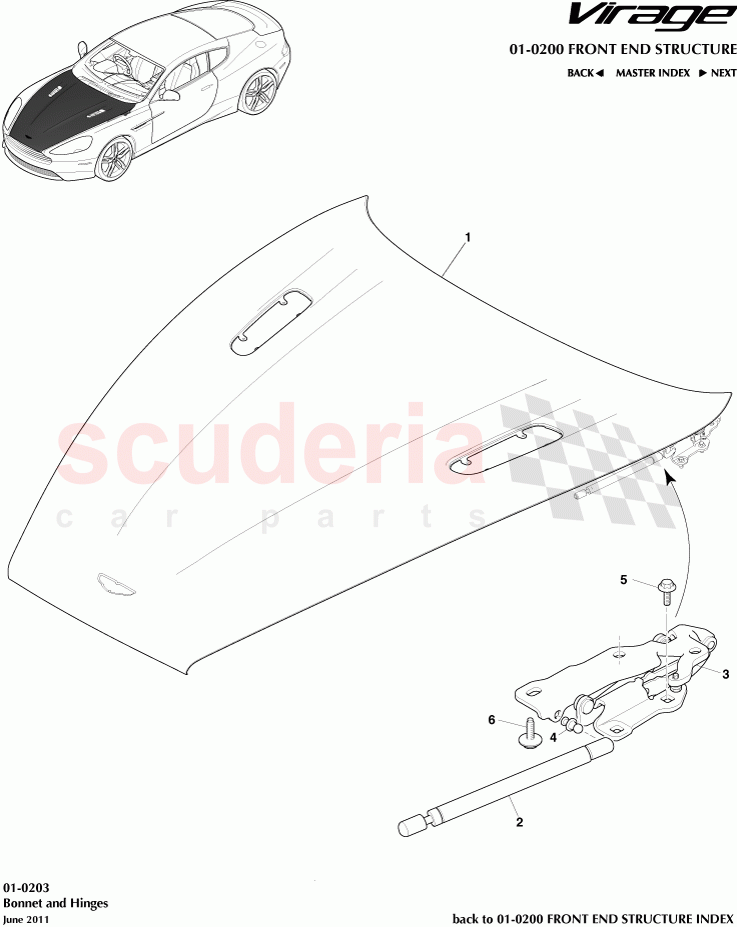 Bonnet and Hinges of Aston Martin Aston Martin Virage