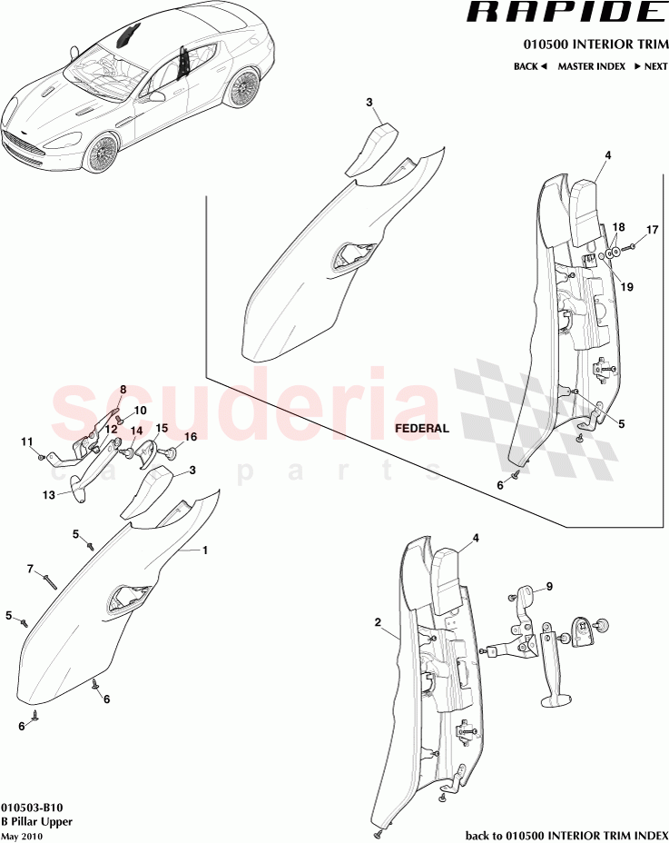 B Pillar Upper of Aston Martin Aston Martin Rapide