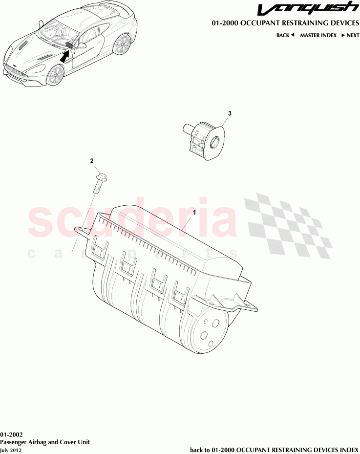 Passenger Airbag and Cover Unit of Aston Martin Aston Martin Vanquish (2012+)