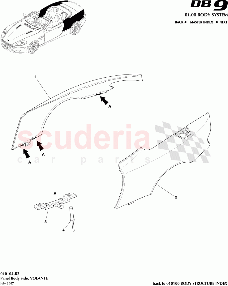 Panel Body Side (Volante) of Aston Martin Aston Martin DB9 (2004-2012)