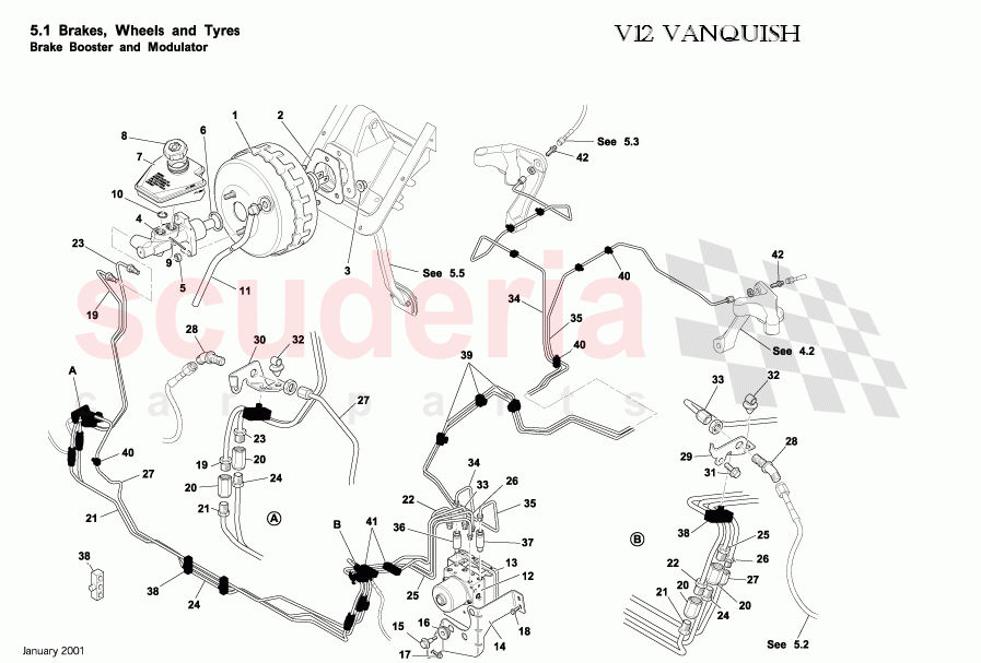 Brake Booster and Modulator of Aston Martin Aston Martin Vanquish (2001-2007)