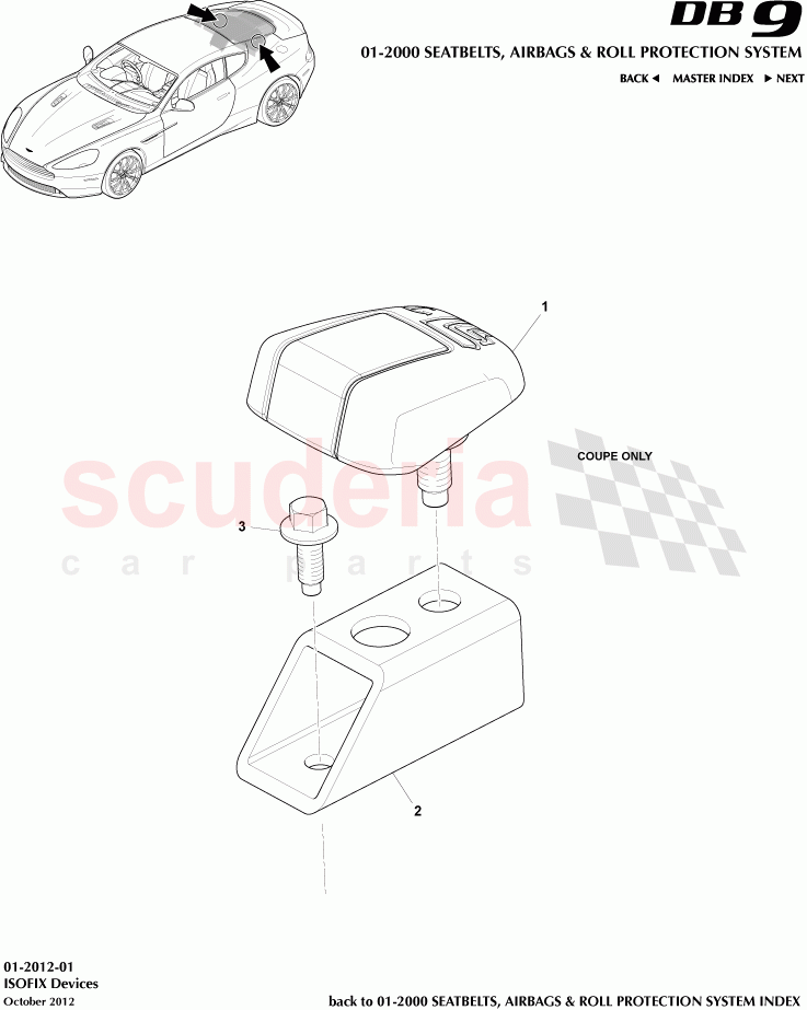 ISOFIX Devices of Aston Martin Aston Martin DB9 (2013-2016)