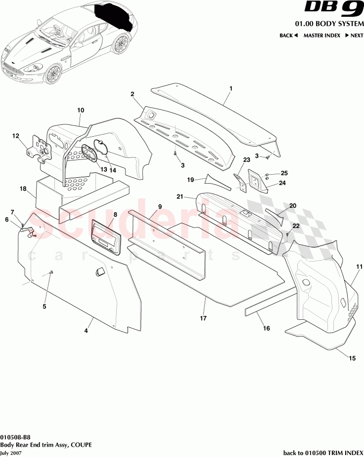 Body Rear End Trim Assembly (Coupe) of Aston Martin Aston Martin DB9 (2004-2012)