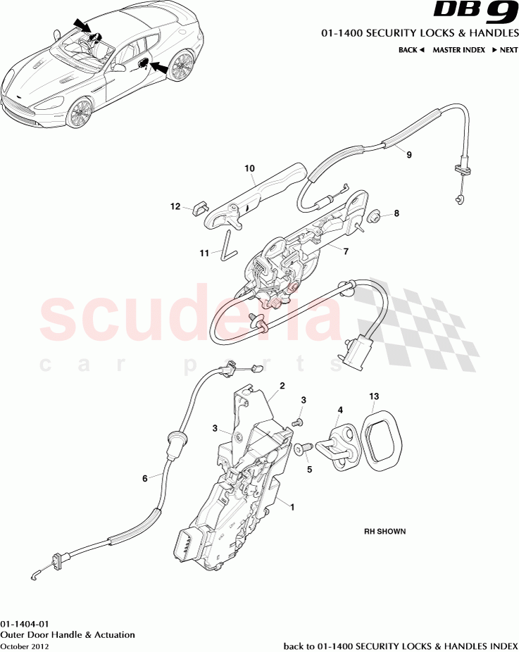 Outer Door Handle & Actuation of Aston Martin Aston Martin DB9 (2013-2016)