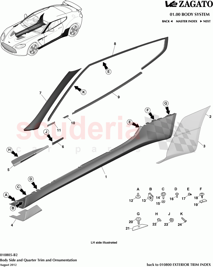 Body Side and Quarter Trim and Ornamentation of Aston Martin Aston Martin V12 Zagato