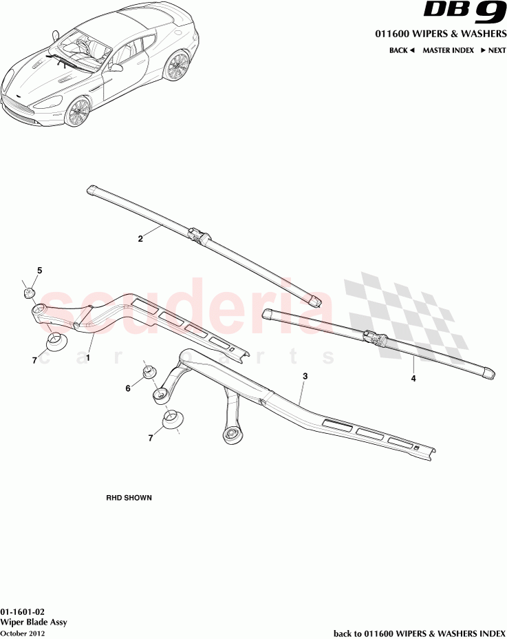 Wiper Blade Assembly of Aston Martin Aston Martin DB9 (2013-2016)