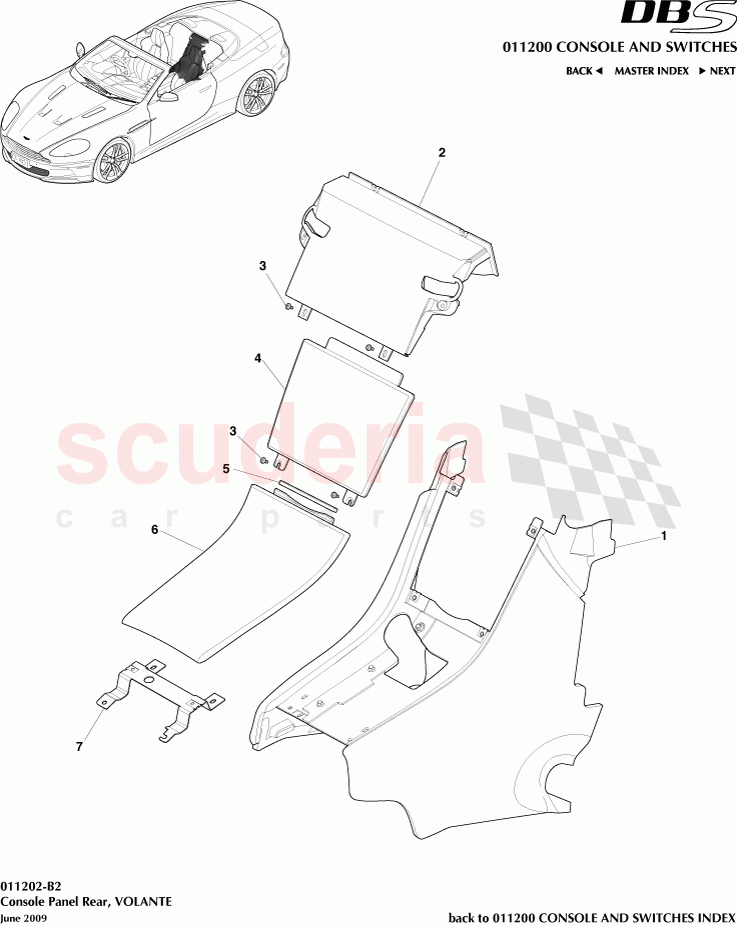 Console Panel Rear (Volante) of Aston Martin Aston Martin DBS V12