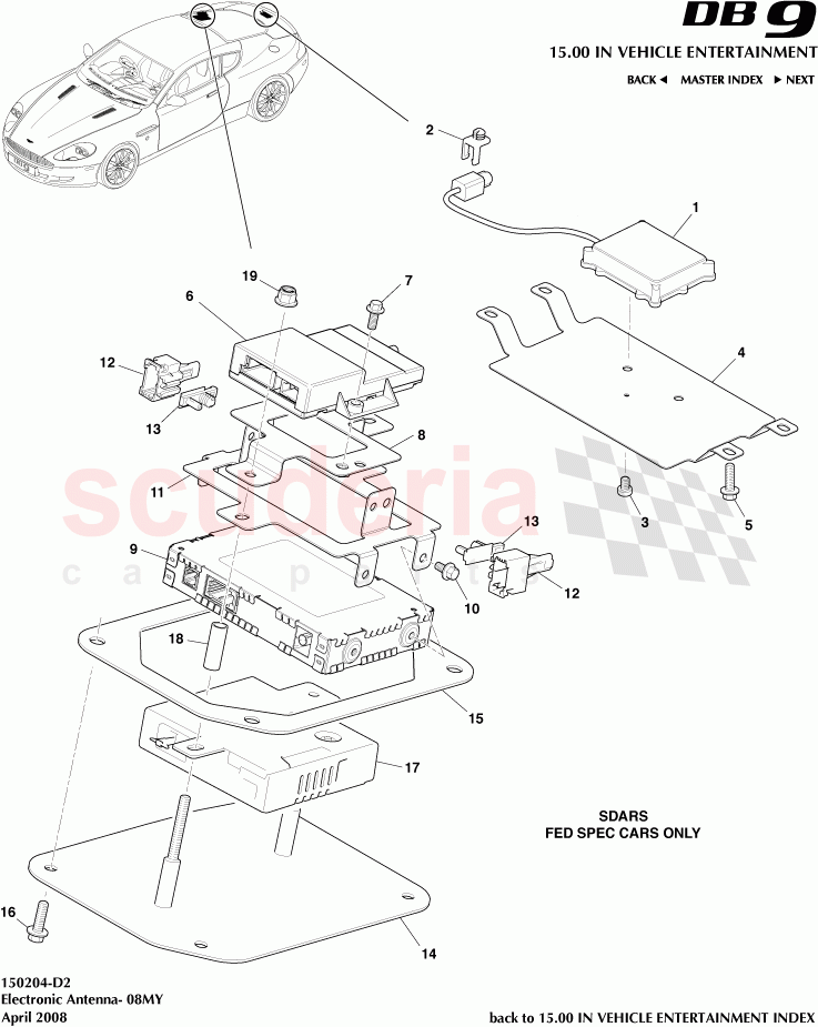 Electronic Antenna (2008) of Aston Martin Aston Martin DB9 (2004-2012)