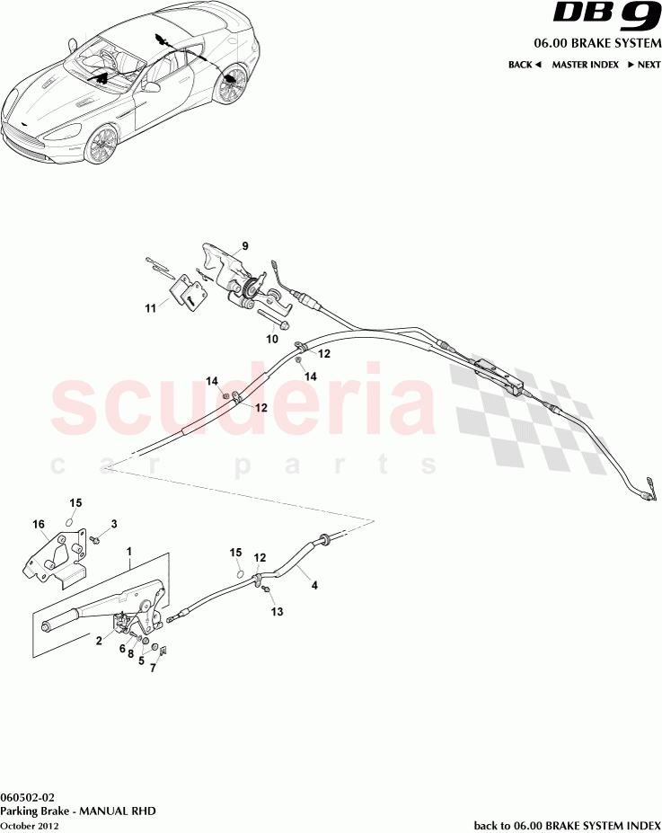 Parking Brake - MANUAL RHD of Aston Martin Aston Martin DB9 (2013-2016)