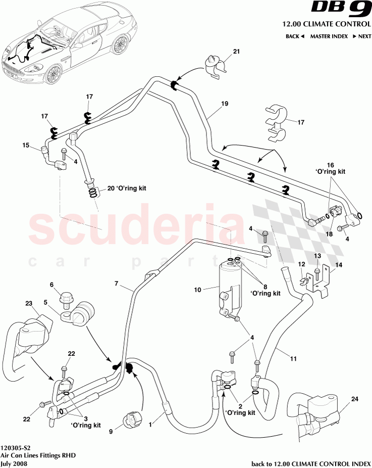 Air Con Lines Fittings (RHD) of Aston Martin Aston Martin DB9 (2004-2012)