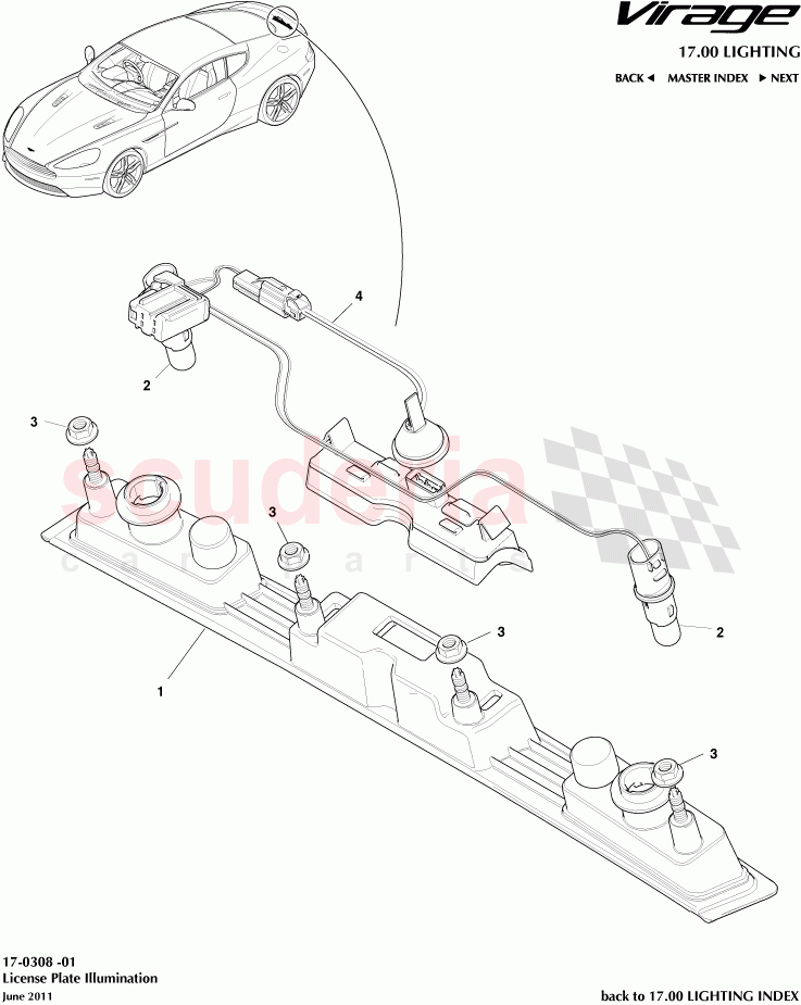 License Plate Illumination of Aston Martin Aston Martin Virage