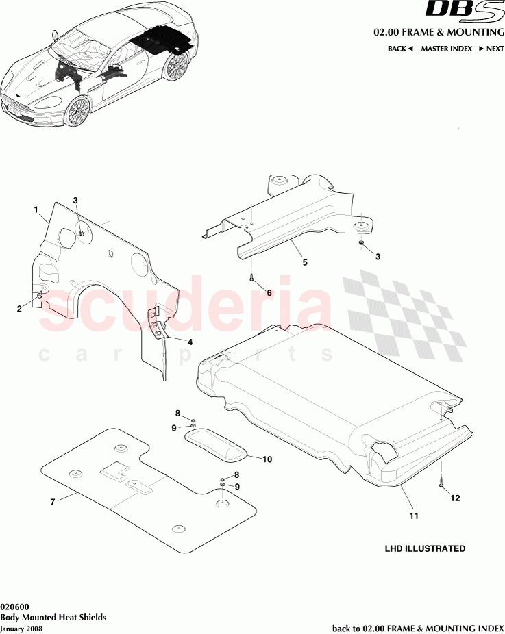 Body Mounted Heat Shields of Aston Martin Aston Martin DBS V12