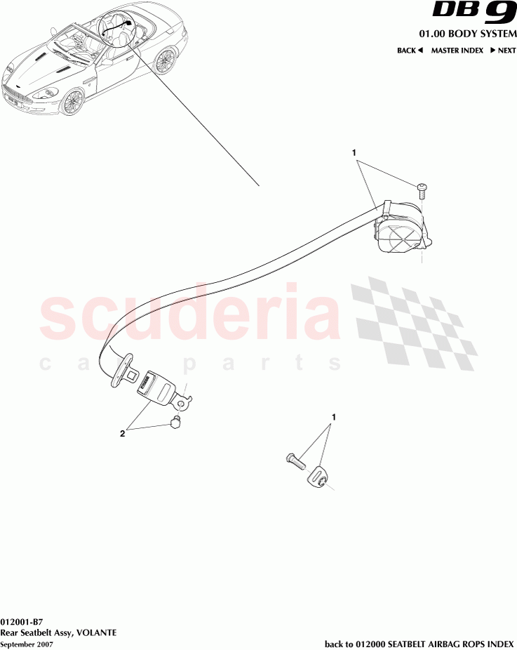 Rear Seatbelt Assembly (Volante) of Aston Martin Aston Martin DB9 (2004-2012)