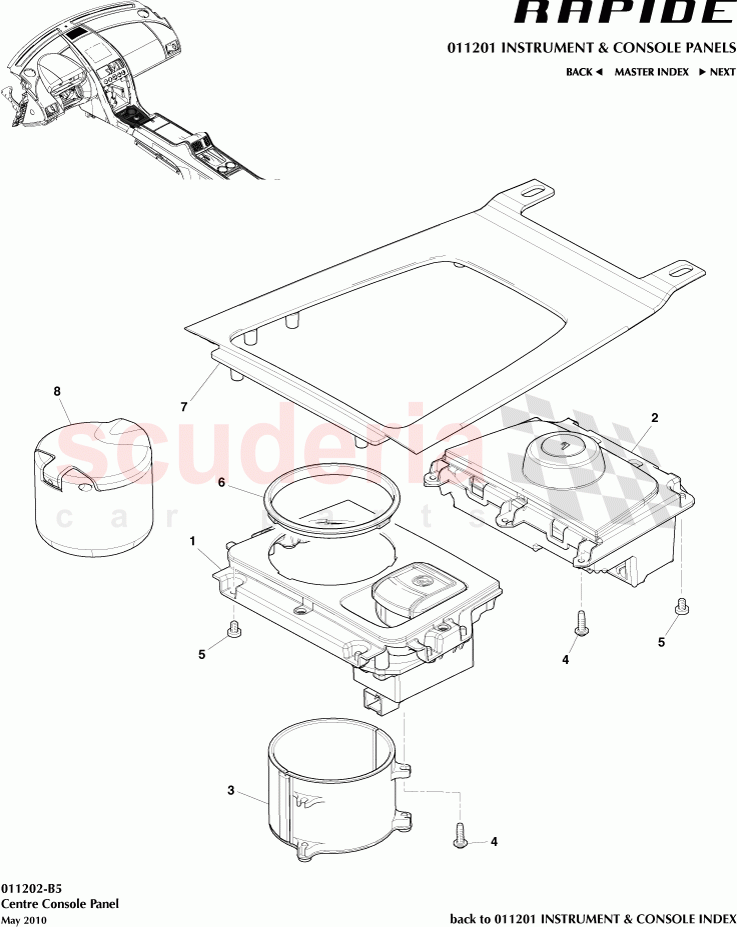 Centre Console Panel of Aston Martin Aston Martin Rapide