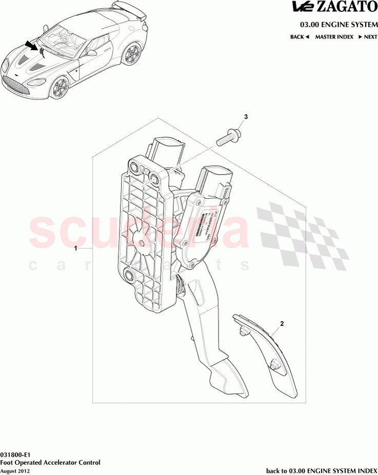 Foot Operated Accelerator Control of Aston Martin Aston Martin V12 Zagato