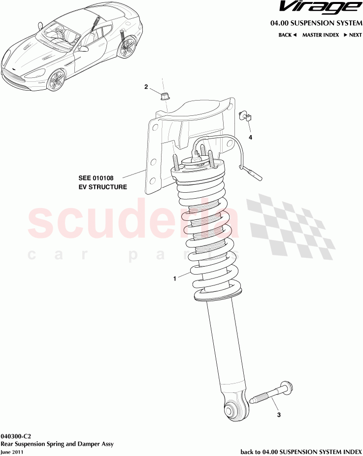 Rear Suspension Spring and Damper Assembly of Aston Martin Aston Martin Virage