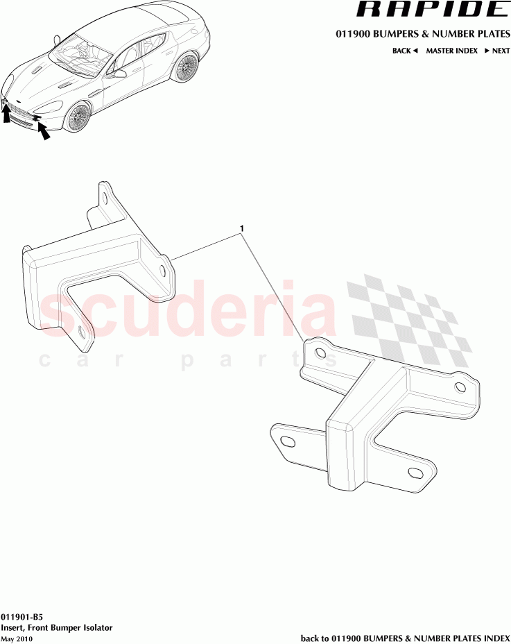 Insert, Front Bumper Isolator of Aston Martin Aston Martin Rapide