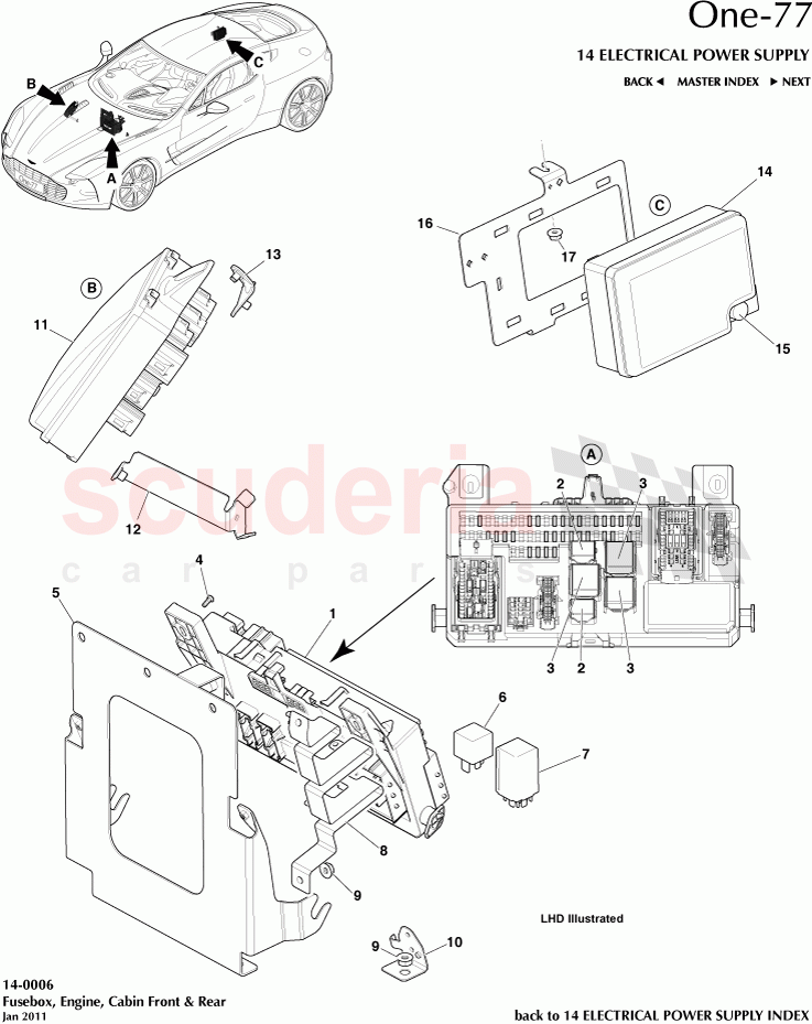 Fusebox, Engine, Cabin Front & Rear of Aston Martin Aston Martin One-77