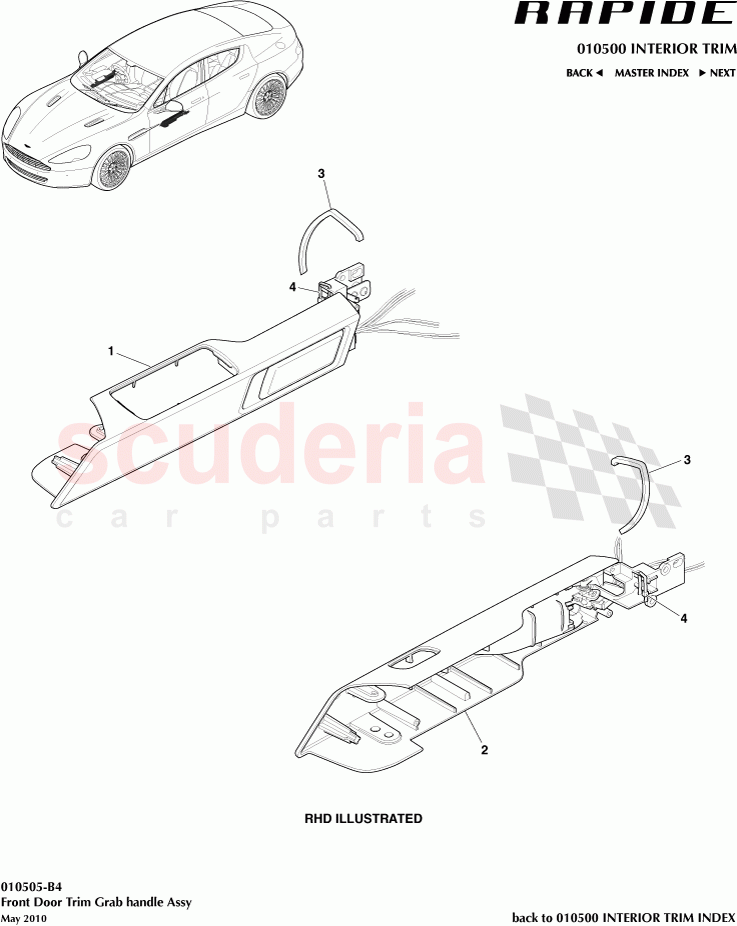 Front Door Trim Grab handle Assembly of Aston Martin Aston Martin Rapide