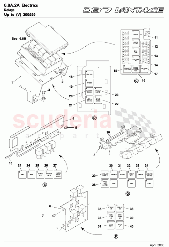 Relays 2 (To VIN 300555) of Aston Martin Aston Martin DB7 Vantage