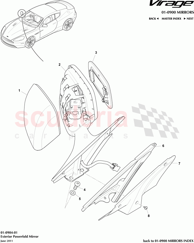 Exterior Powerfold Mirror of Aston Martin Aston Martin Virage