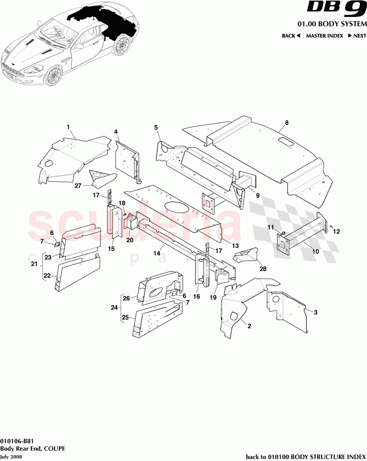 Body Rear End (Coupe) of Aston Martin Aston Martin DB9 (2004-2012)