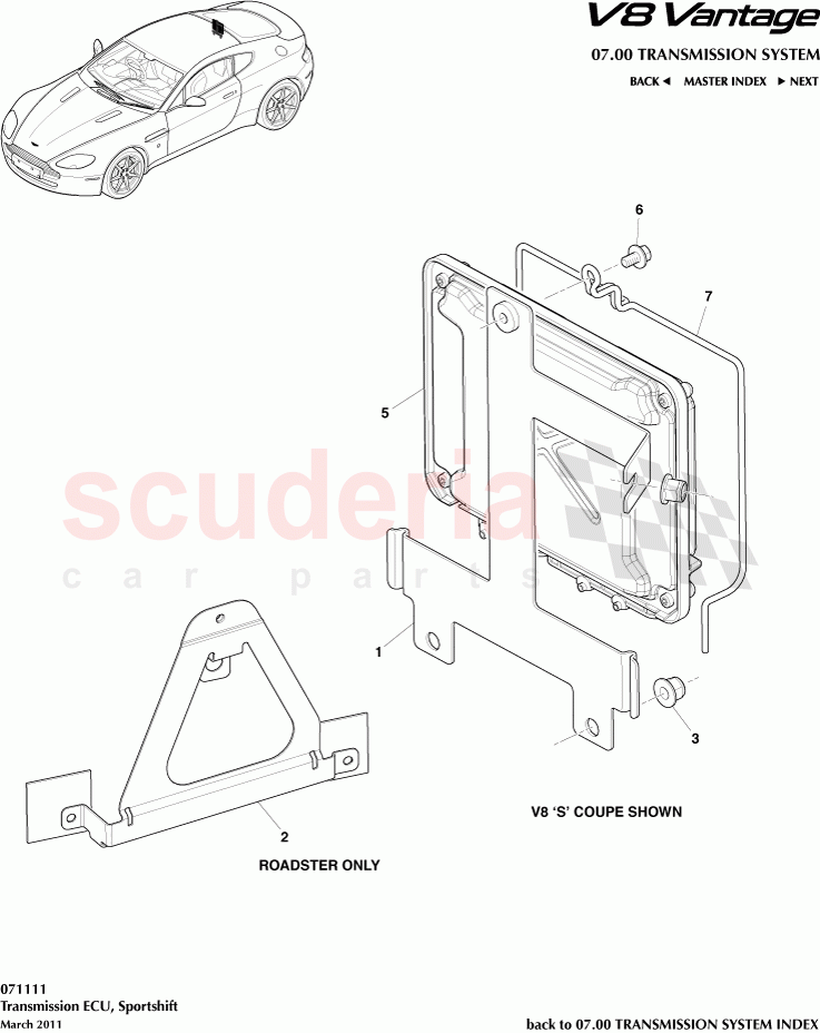 Transmission ECU, Sportshift of Aston Martin Aston Martin V8 Vantage