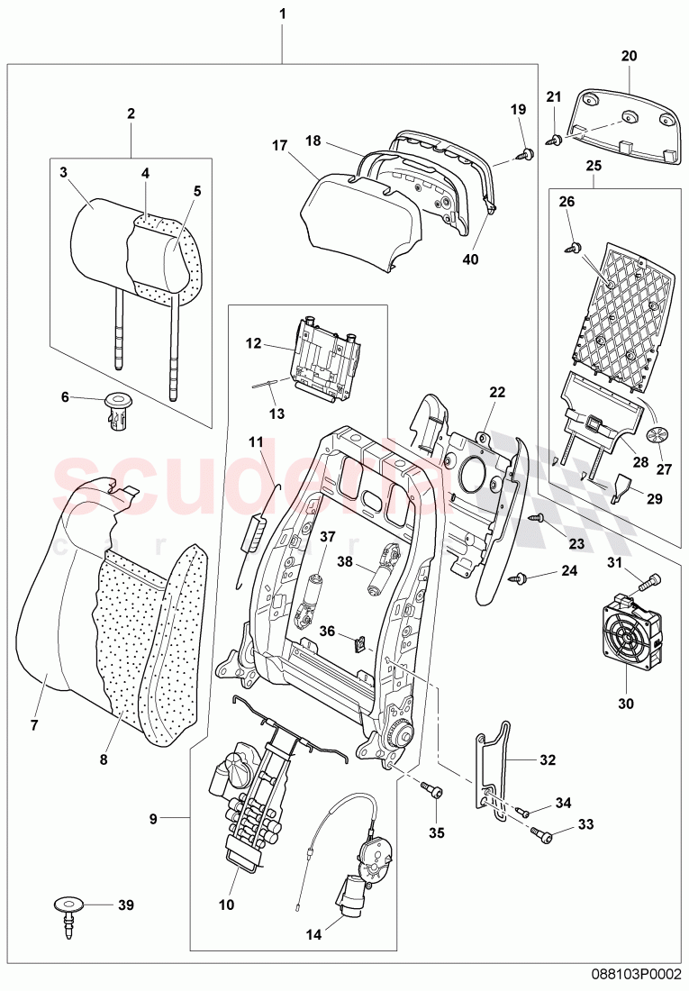 Seat Squab and Headrest, F 3W-7-039 961>> 3W-7-044 920 of Bentley Bentley Continental Flying Spur (2006-2012)