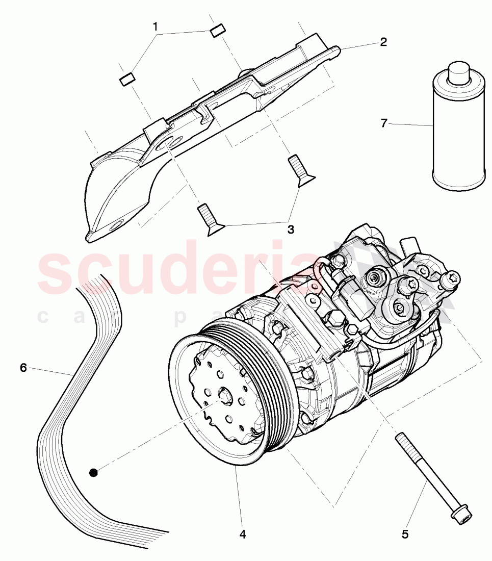 air conditioner compressor, compressor brackets, D - MJ 2017>> of Bentley Bentley Continental GTC (2011+)