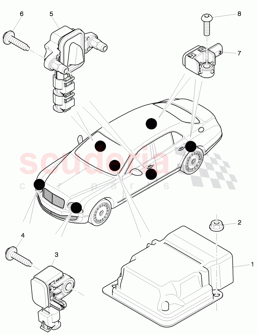 air bag control module, D >> - MJ 2015 of Bentley Bentley Mulsanne (2010+)