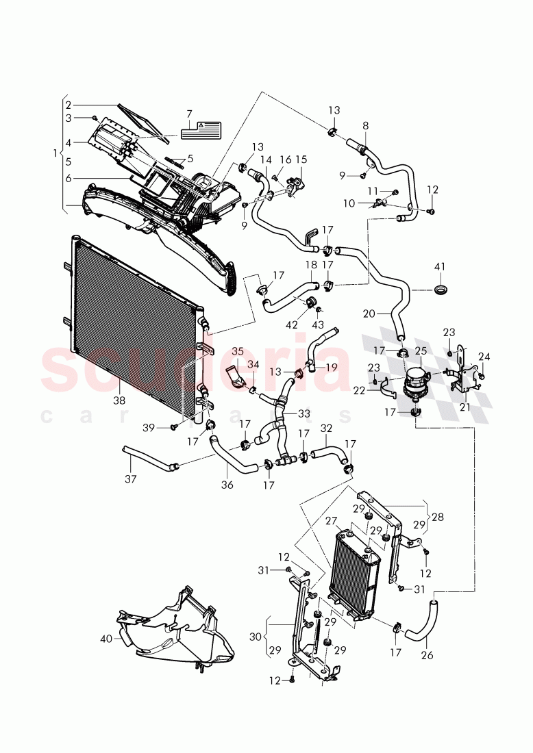 charge air cooler, air duct for charge, air cooler, D - MJ 2015>> of Bentley Bentley Continental GTC (2011+)