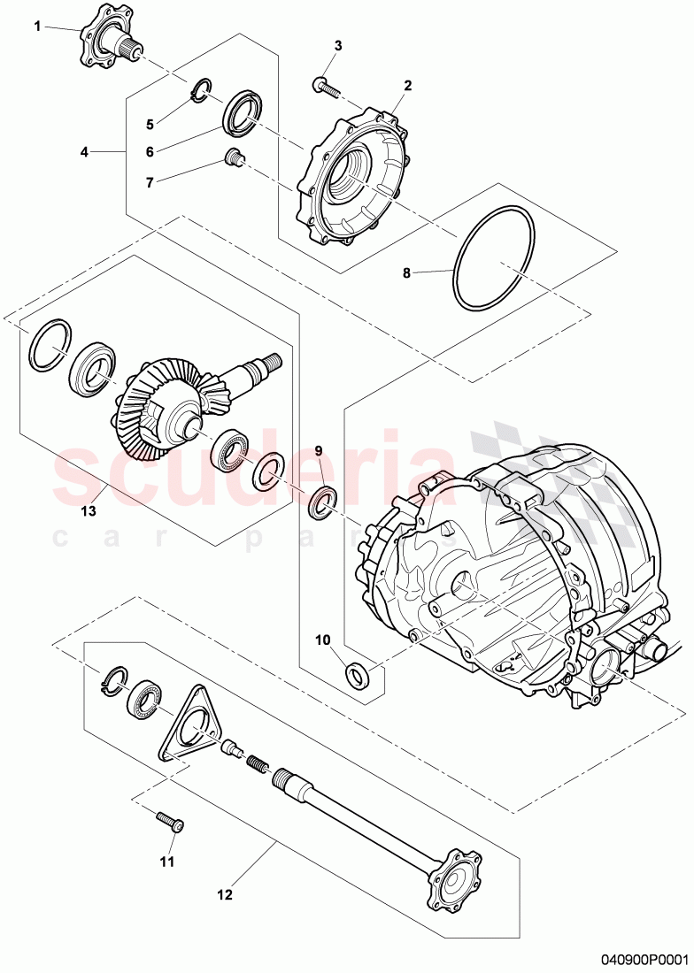 flange shaft, for front axle differential of Bentley Bentley Continental GTC (2006-2010)