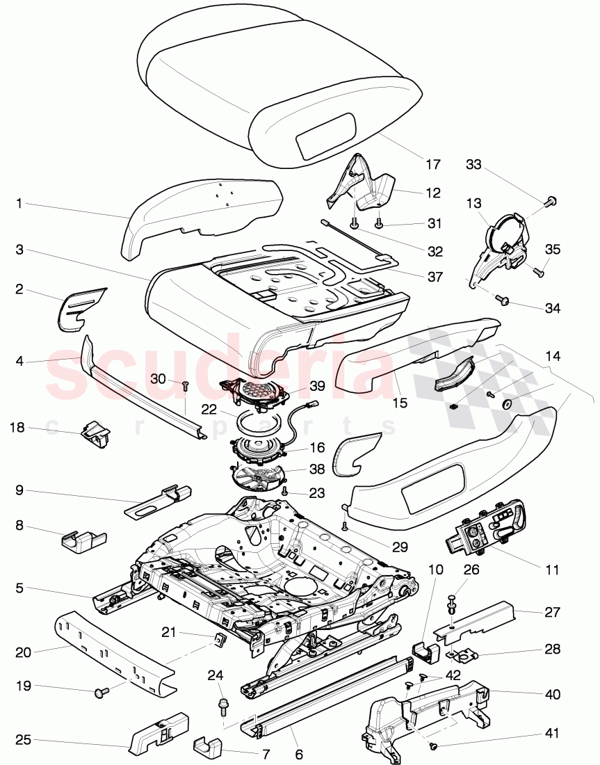 seat, cushion (leather), F >> 3W-C-074 813, F >> ZA-C-074 813 of Bentley Bentley Continental GT (2011-2018)