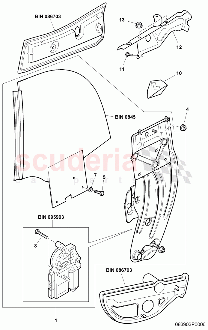 window lifter, guide channels, window slot seal for door, D - MJ 2008>> of Bentley Bentley Continental GTC (2006-2010)