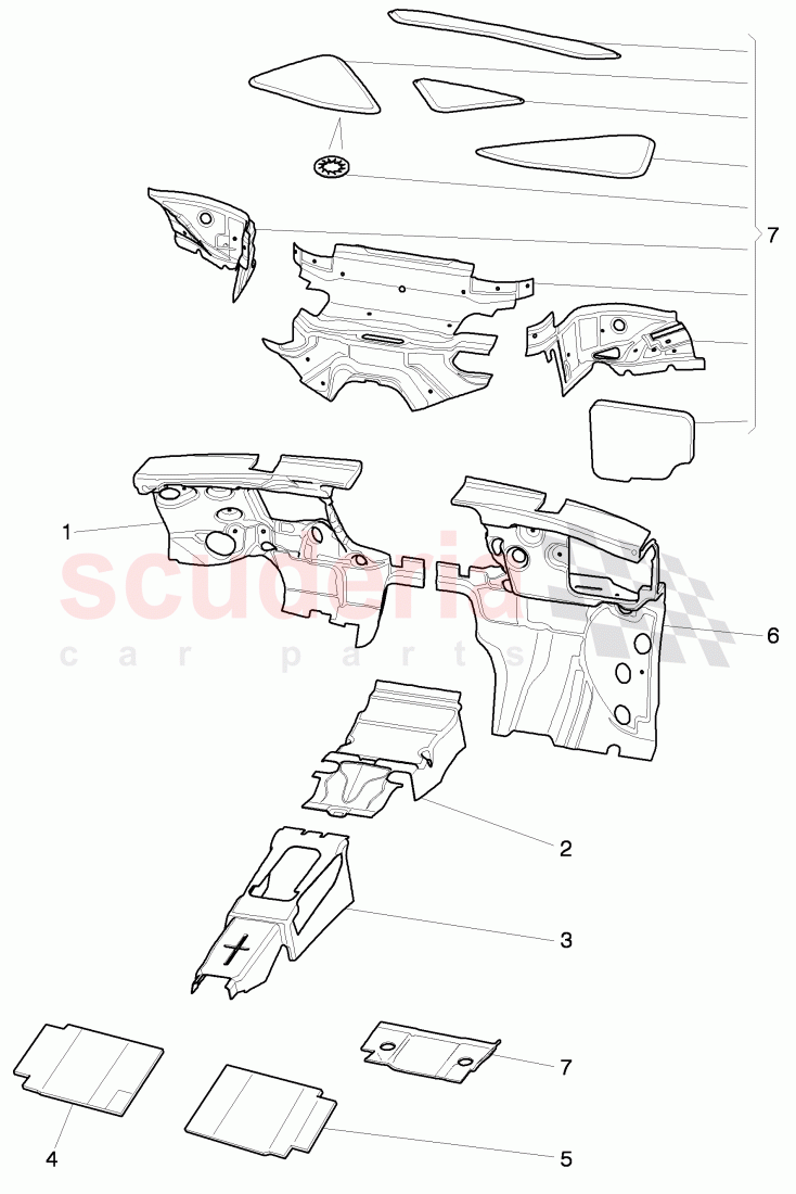 sound absorber for floor, cross panel and tunnel of Bentley Bentley Continental GTC (2011+)