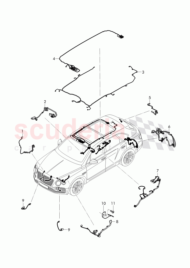 Additional Wiring Harnesses, D - MJ 2018>> of Bentley Bentley Bentayga (2015+)