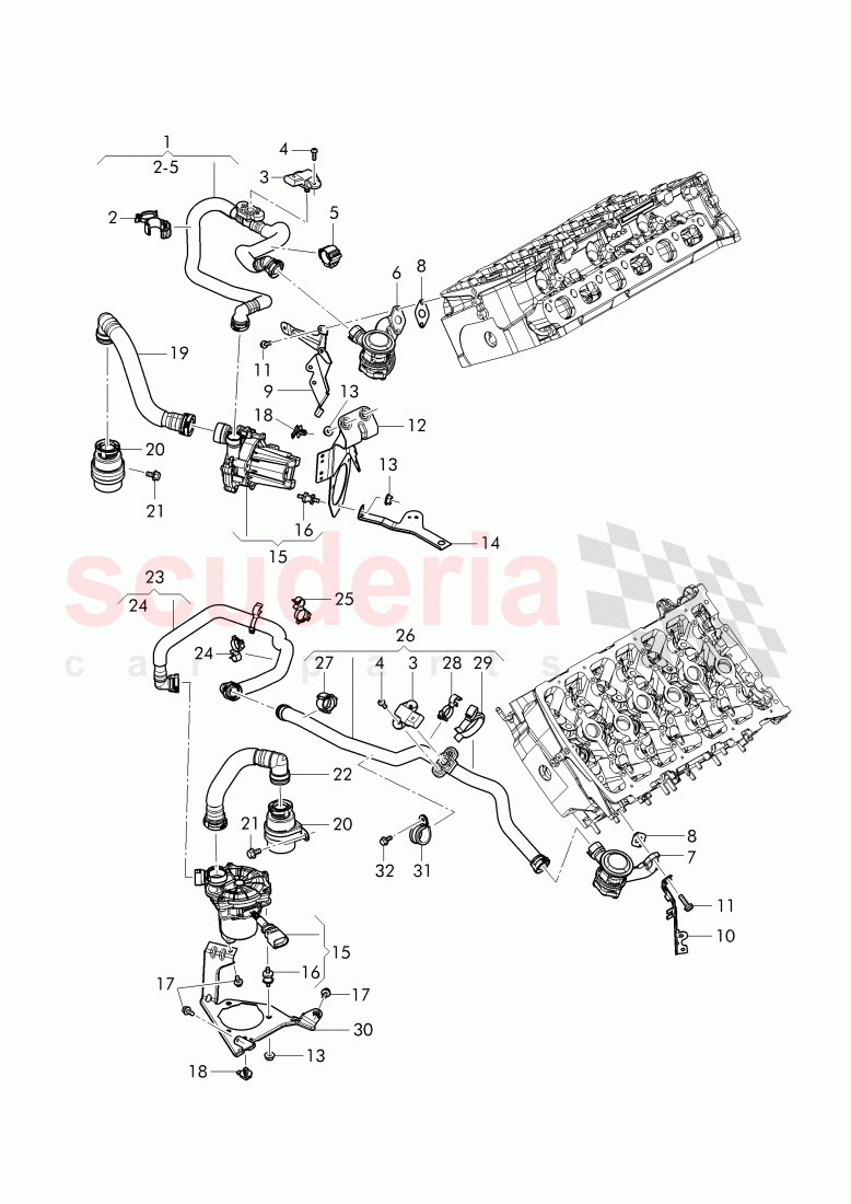 secondary air pump, secondary air control valve, pipes and hoses for purge system of Bentley Bentley Continental Supersports (2017+)