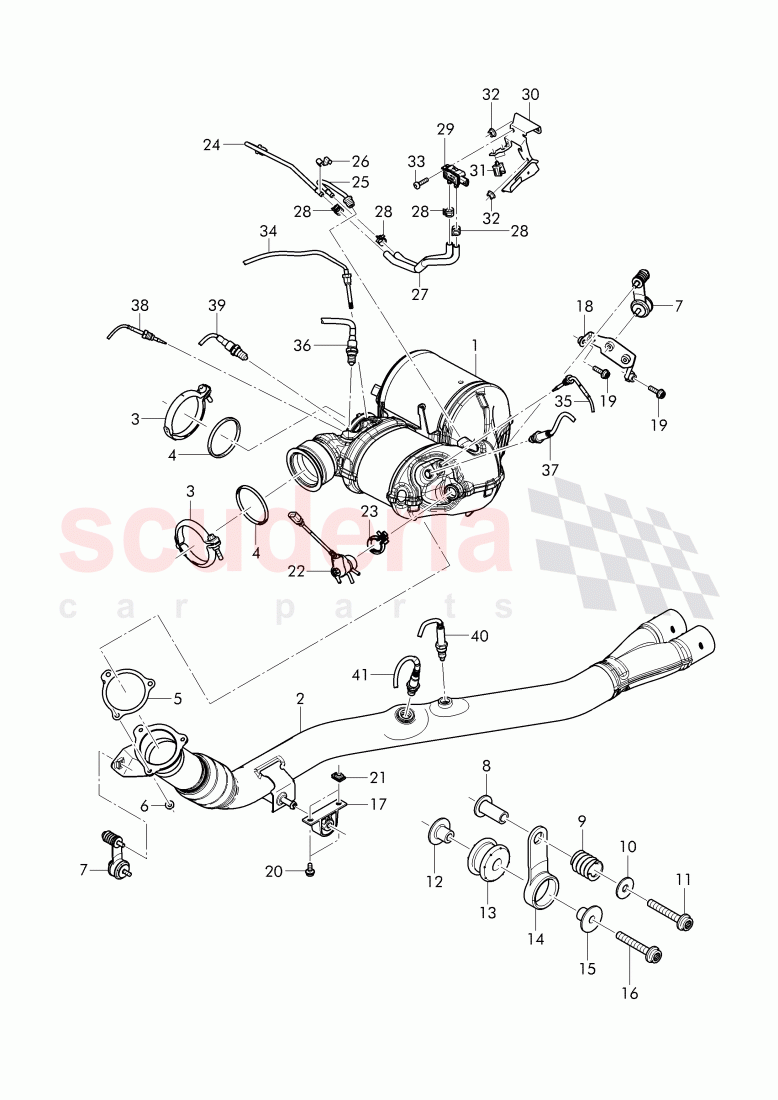 Exhaust pipe with catalyst and particulate filter, exhaust pipe of Bentley Bentley Bentayga (2015+)