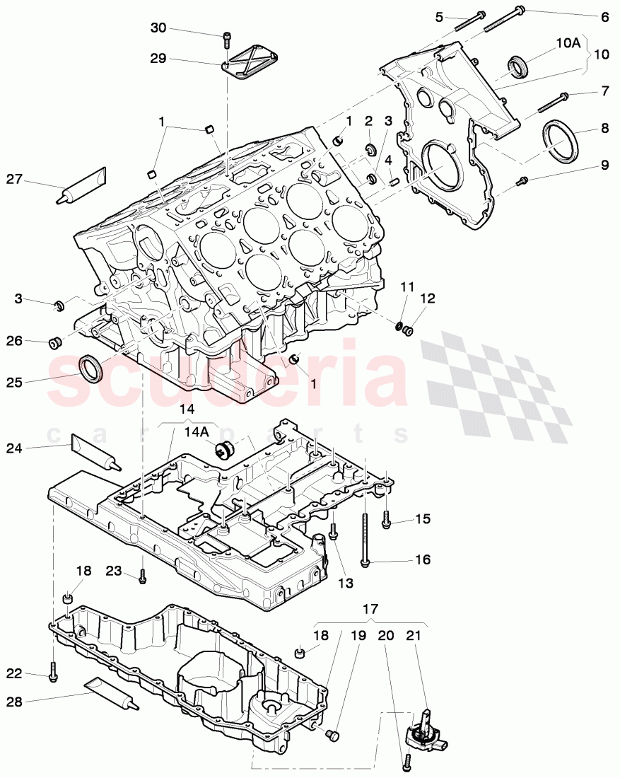 crankcase, oil pan, sealing flange of Bentley Bentley Continental GT (2011-2018)