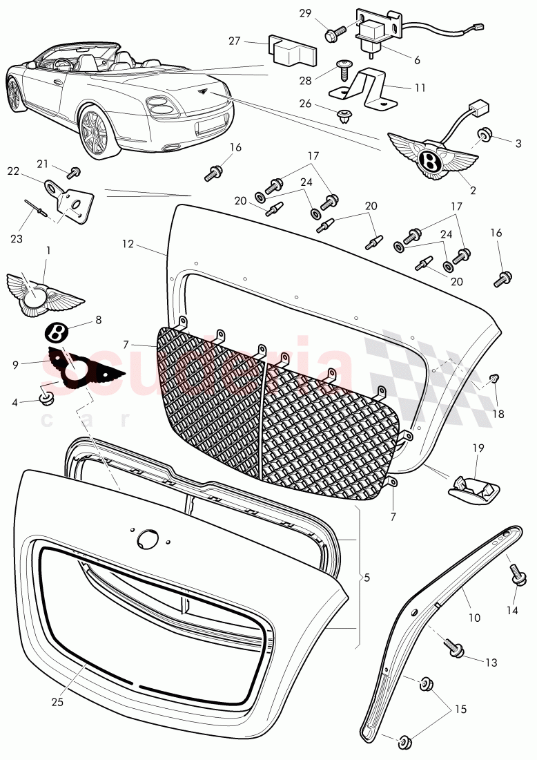 radiator grille, F >> 3W-9-060 950 of Bentley Bentley Continental GTC (2006-2010)