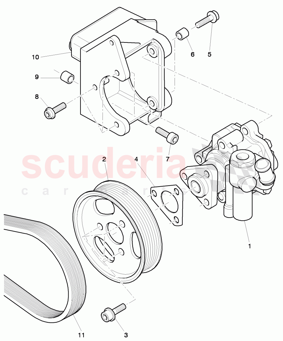 vane type pump with ribbed, belt pulley, bracket for vane pump of Bentley Bentley Continental Flying Spur (2006-2012)