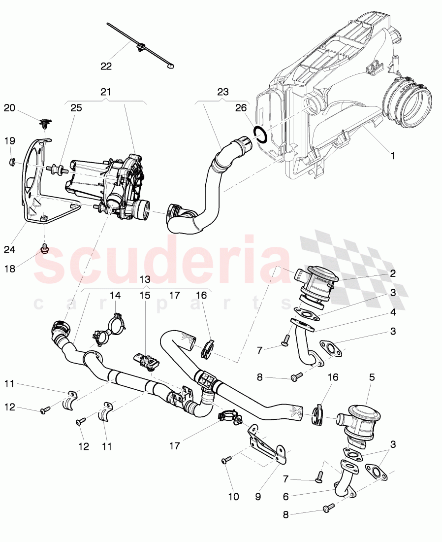 secondary air pump, secondary air control valve, pipes and hoses for purge system, D >> - MJ 2014 of Bentley Bentley Continental GT (2011-2018)