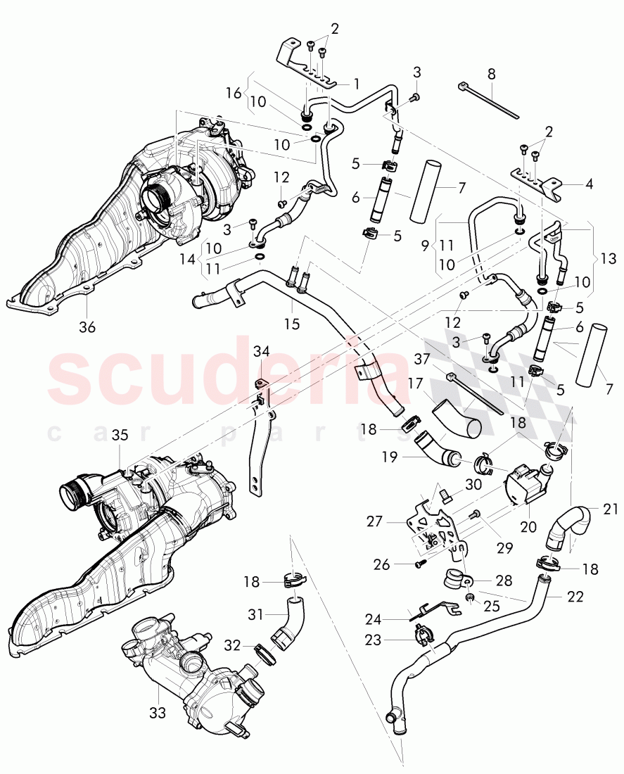 water cooling for turbocharger, D - MJ 2015>> of Bentley Bentley Continental GTC (2011+)