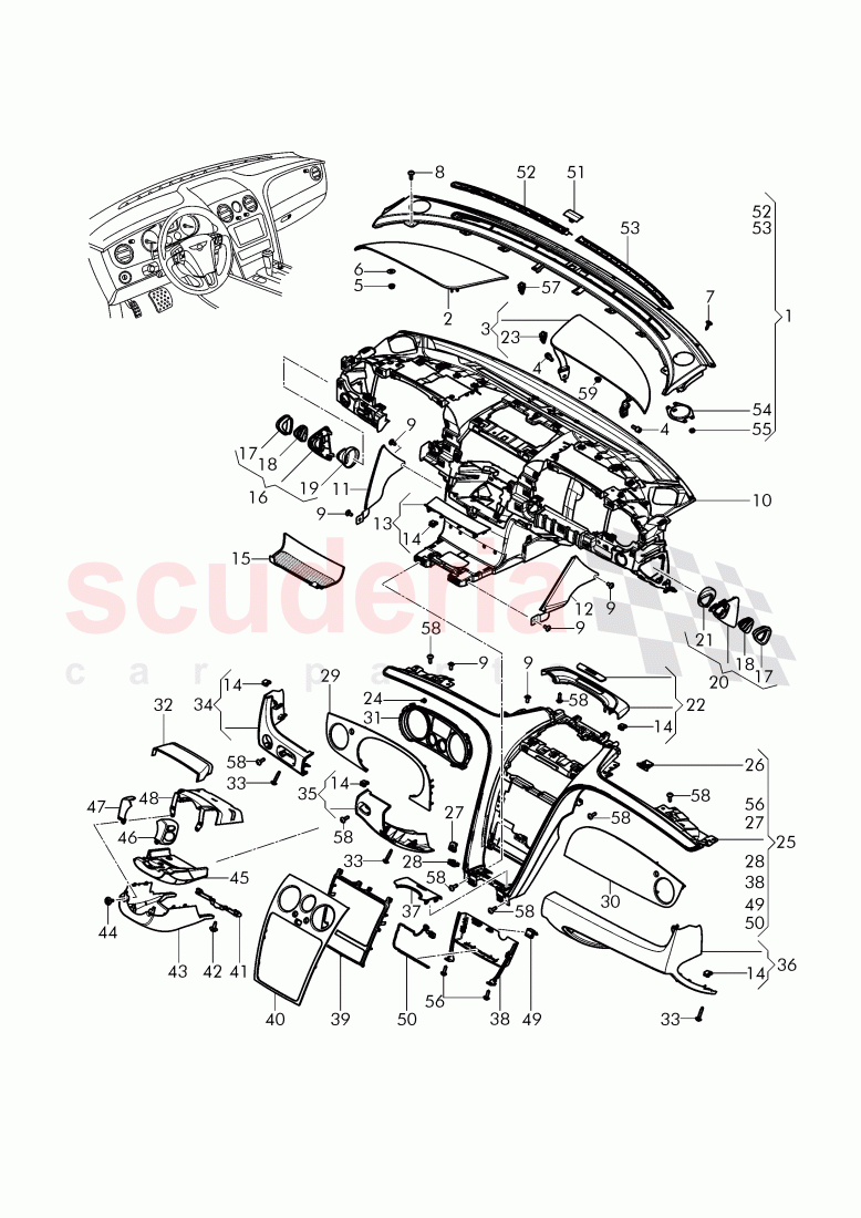 cover and trim, for dashboard, dashboard installation parts, D >> - MJ 2014 of Bentley Bentley Continental GTC (2011+)