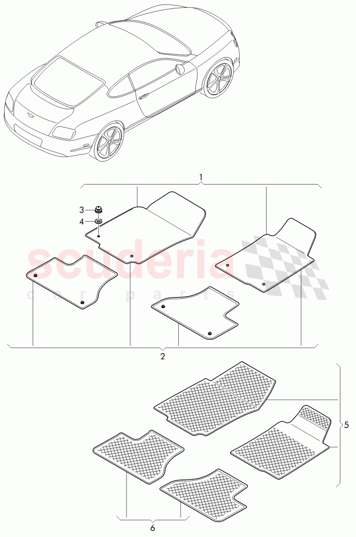 Original Accessories, floor covering of Bentley Bentley Continental GT (2011-2018)