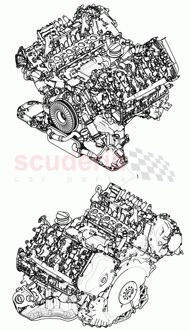 long block, Parts set for engine and gear lowering, mounting parts for engine and transmission, Assembly parts for engine of Bentley Bentley Continental GT (2011-2018)